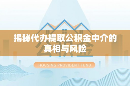 东湖揭秘代办提取公积金中介的真相与风险