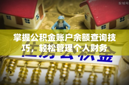 东湖掌握公积金账户余额查询技巧，轻松管理个人财务