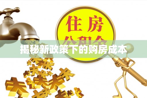 东湖揭秘新政策下的购房成本