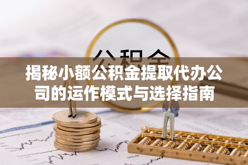 东湖揭秘小额公积金提取代办公司的运作模式与选择指南
